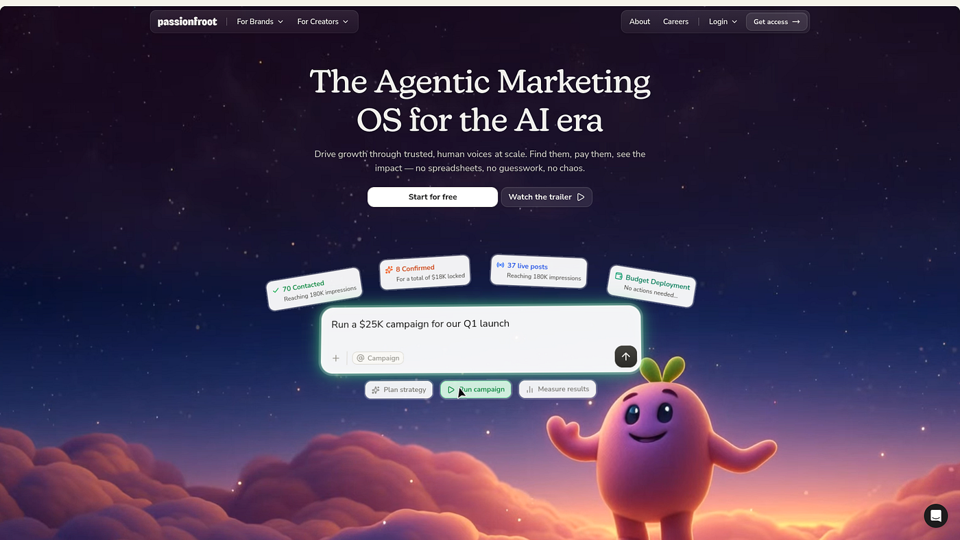 Passionfroot storefront or booking page